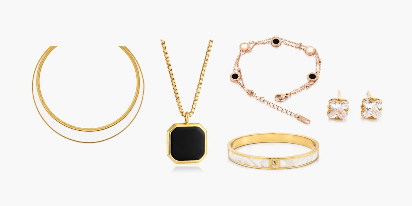 Gold Minimalist Flower Jewelry Set