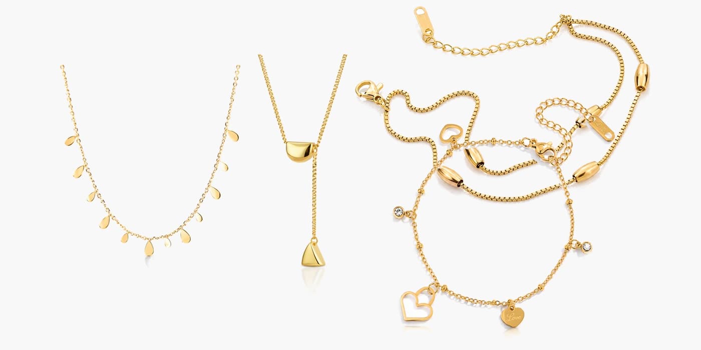 Teardrop Necklace & Bracelet Layering Set