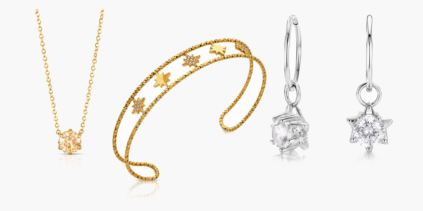 Silver Minimalist Star Jewelry Layered Set