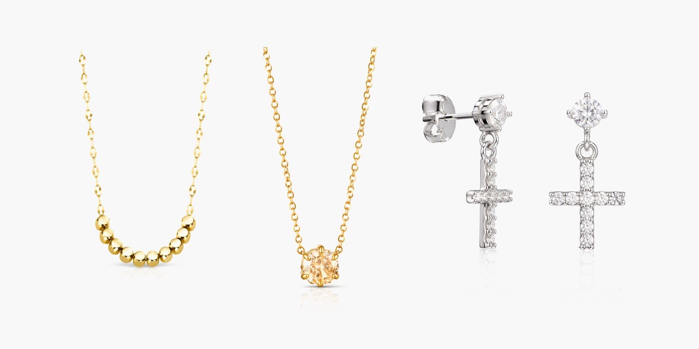 Silver Minimalist Necklace & Earrings Layered Set