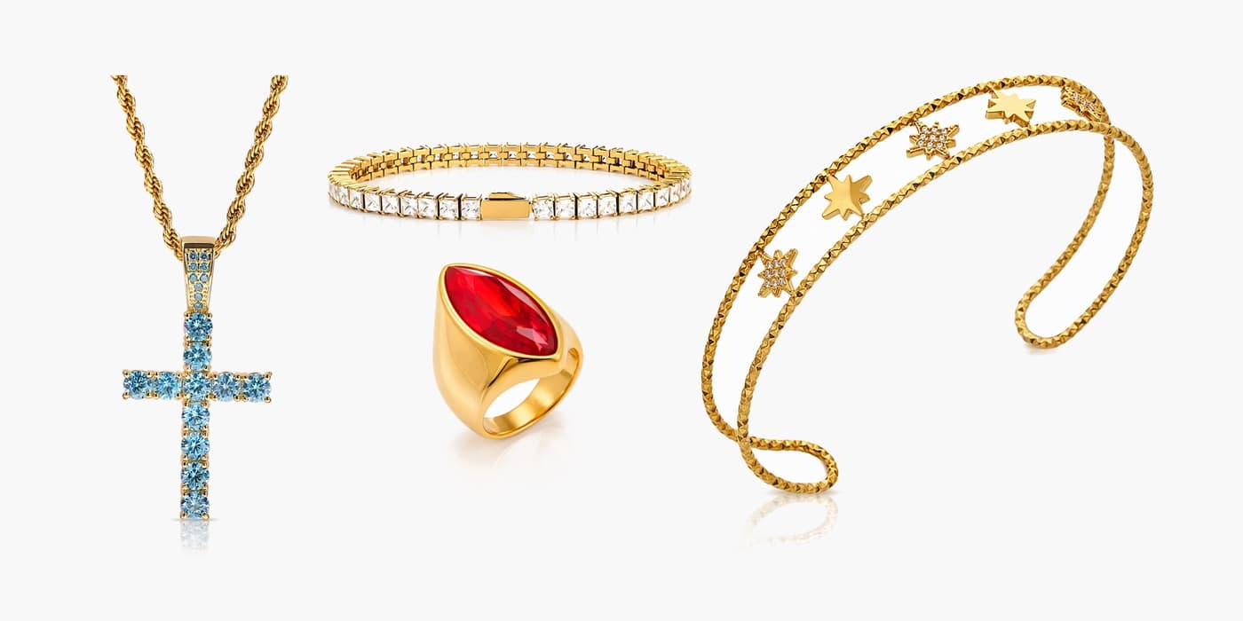 Gold Sparkling Jewelry Set