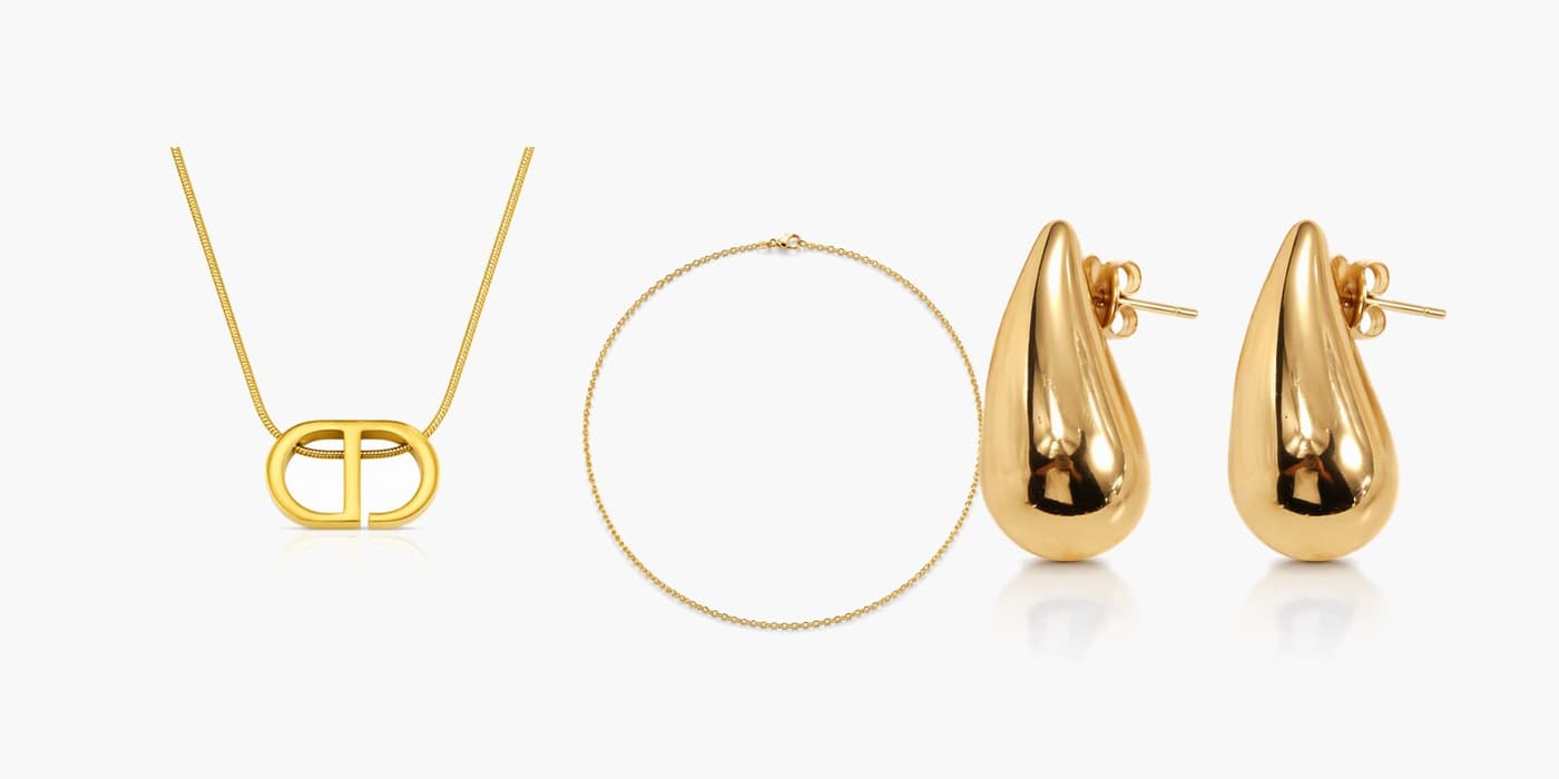 Minimalist Gold Teardrop Necklace & Earrings Set