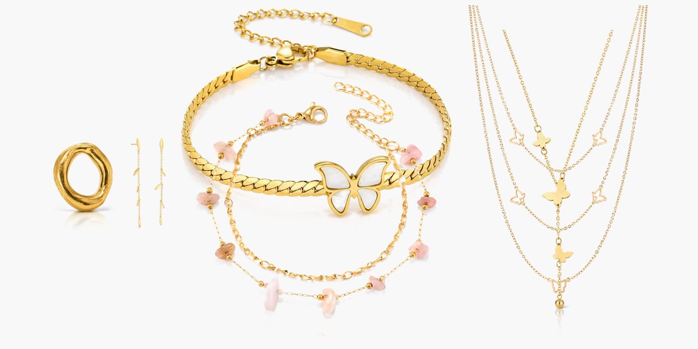 Everyday Gold Layered Butterfly Set