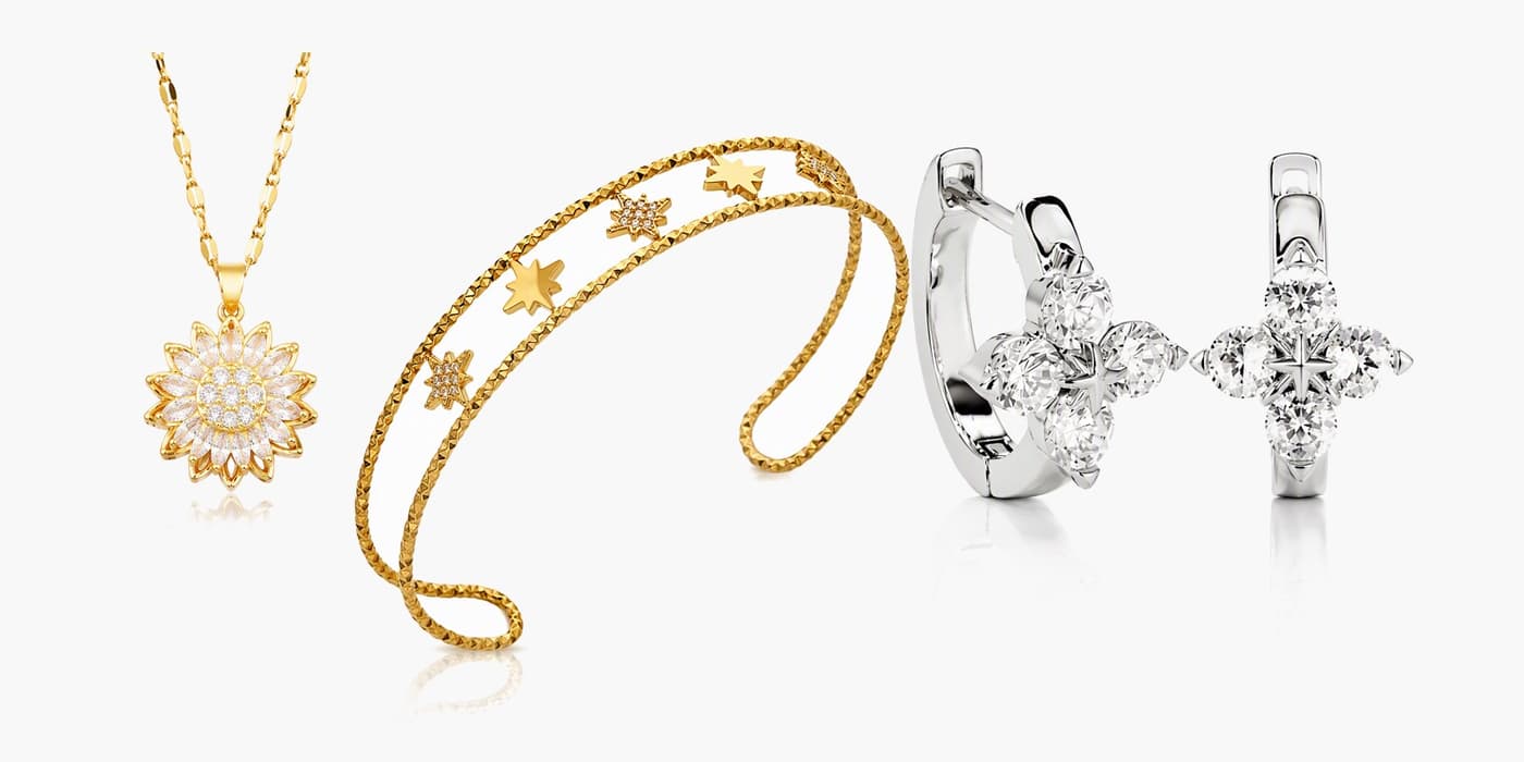 Silver Sparkling Flower Jewelry Trio