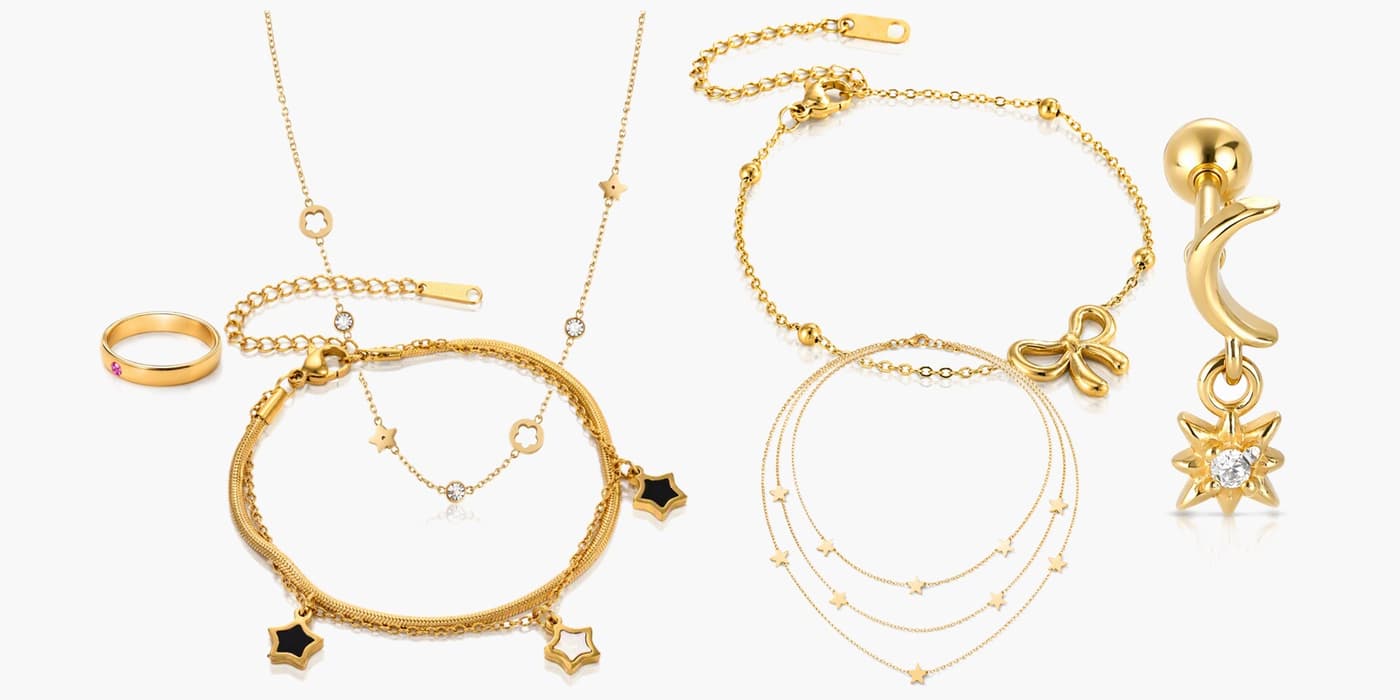 Gold Minimalist Moon Jewelry Stack