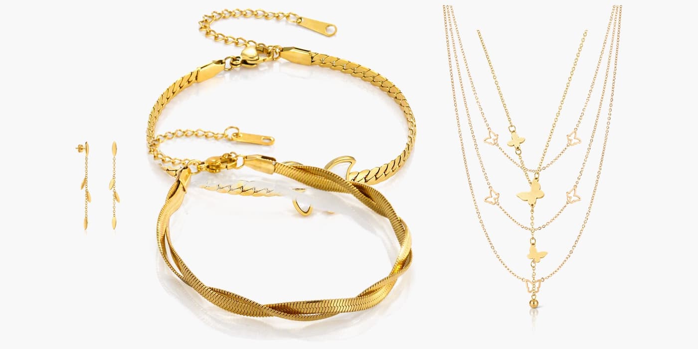 Gold Butterfly Jewelry Stack