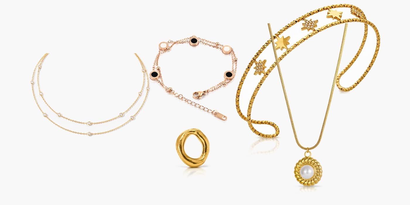 Gold Minimalist Jewelry Layering Set