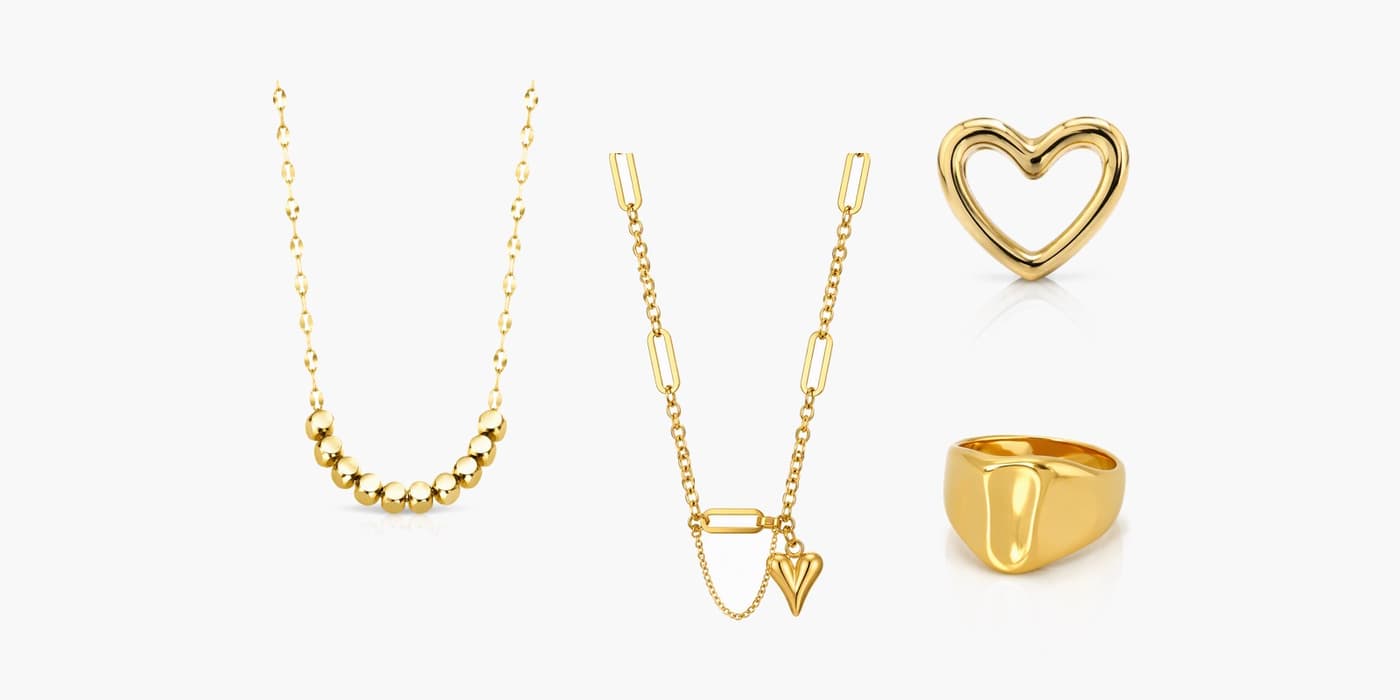 Gold Minimalist Heart Jewelry Layering Set