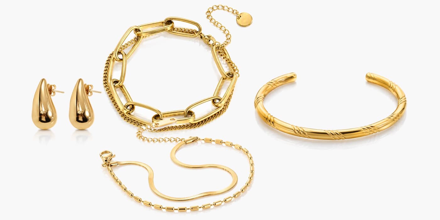 Gold Minimalist Teardrop Jewelry Layering Set