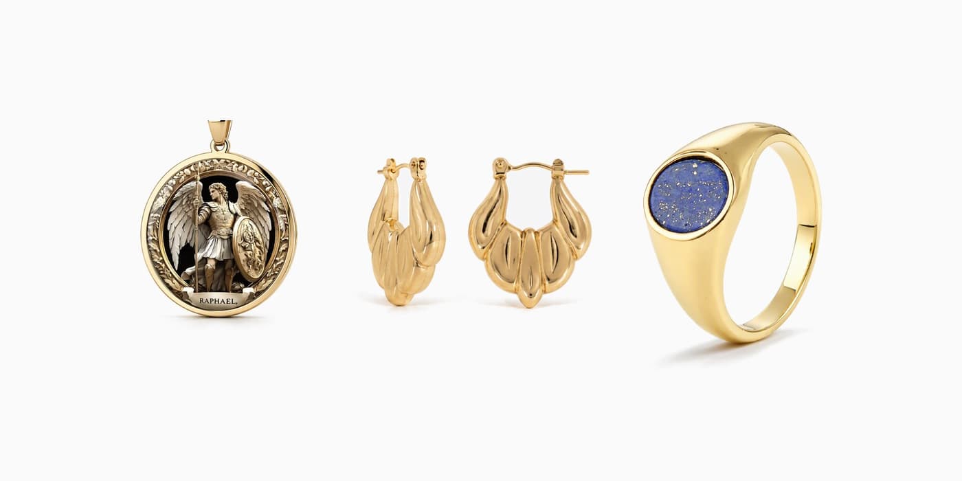 Gold Classic Feather Jewelry Stack