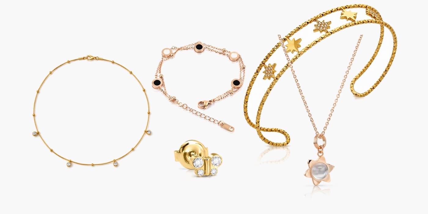 Gold Minimalist Flower Jewelry Stack