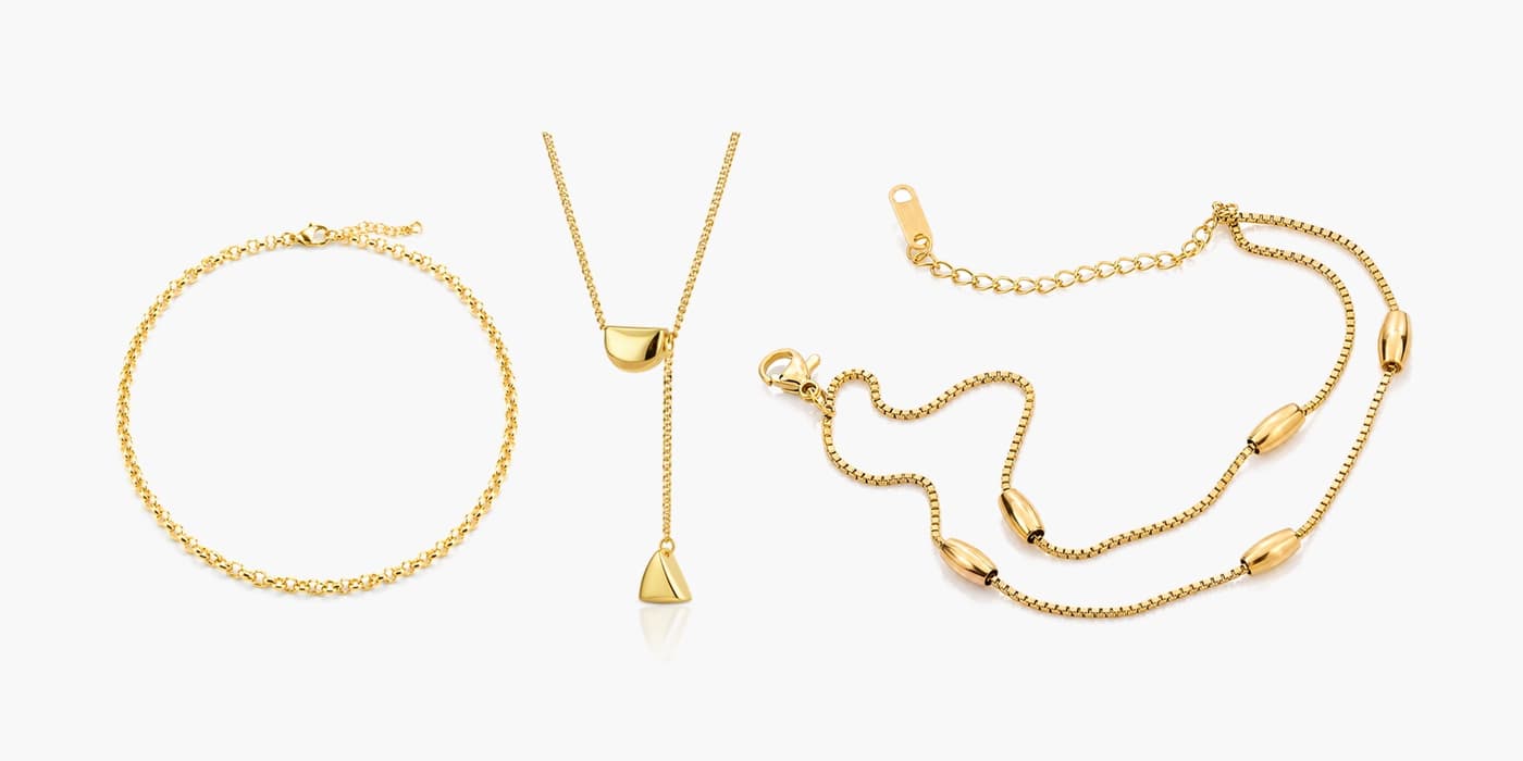 Gold Minimalist Necklace & Bracelet Layering Set