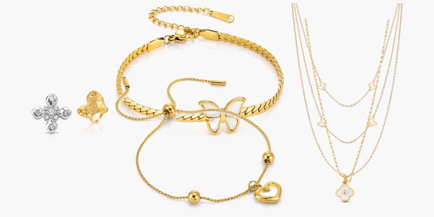 Gold Minimalist Flower Jewelry Gift Set
