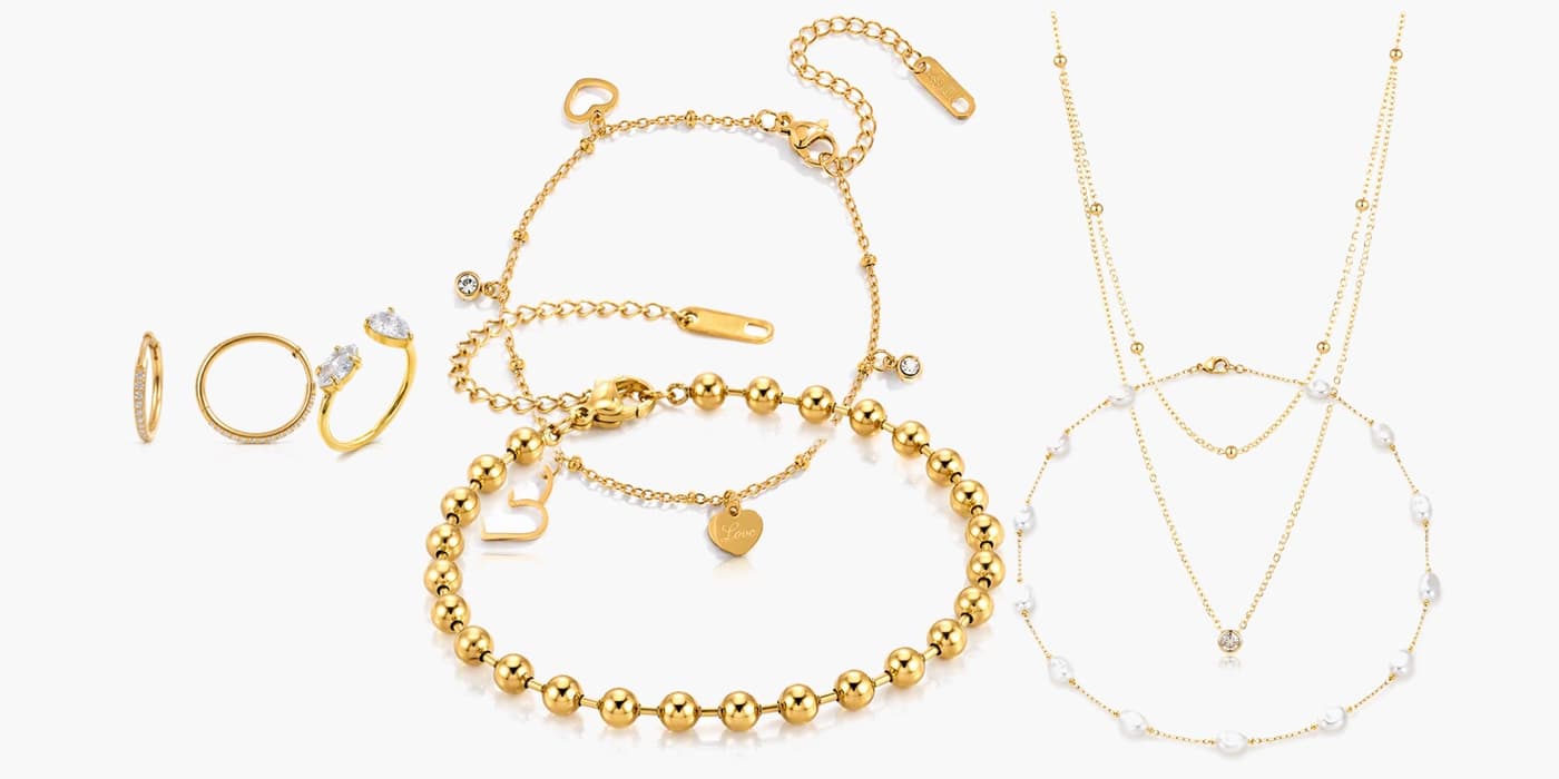 Gold Minimalist Jewelry Layering Set
