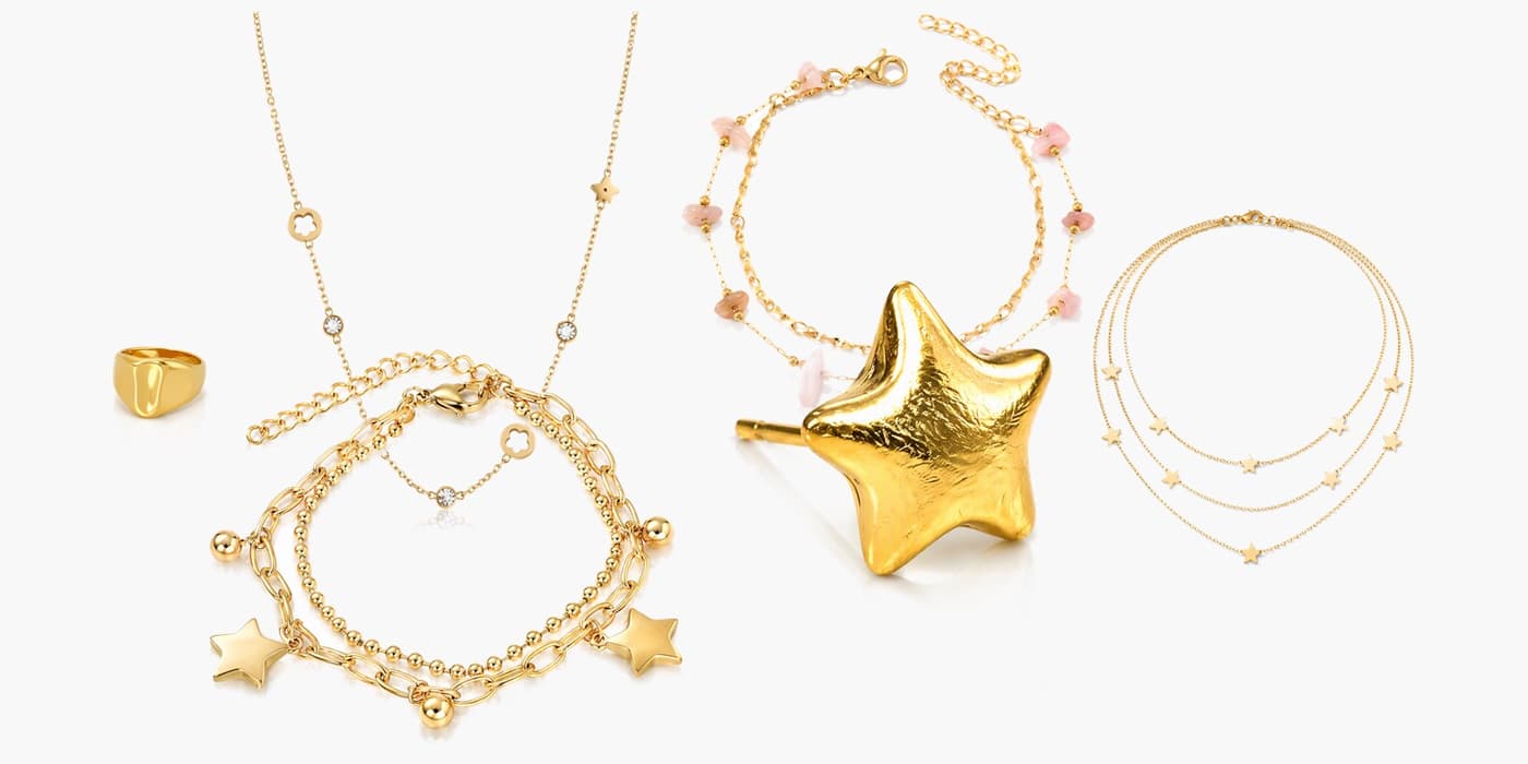 Everyday Gold Layered Heart & Star Set