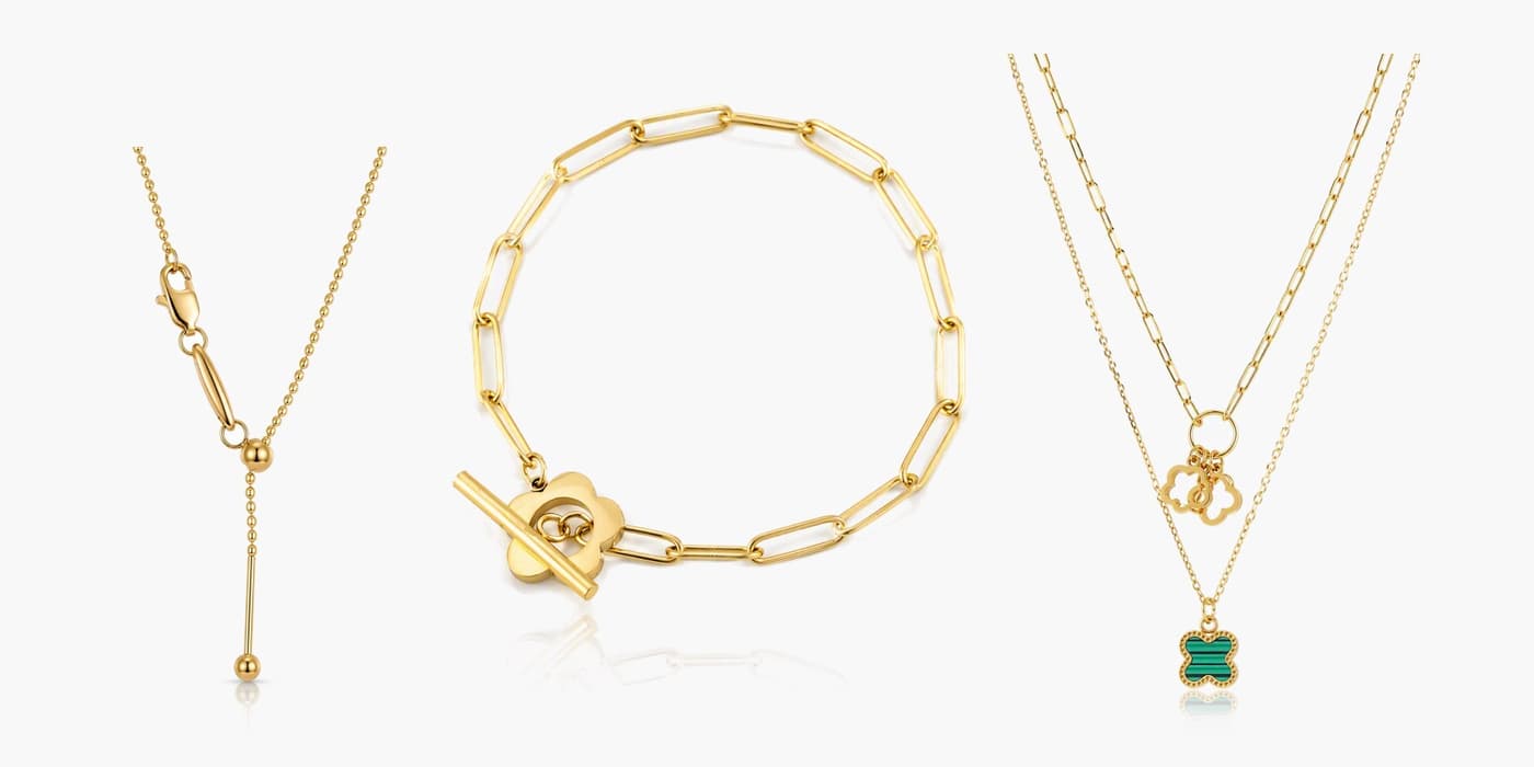 Gold Minimalist Flower Necklace & Bracelet Set