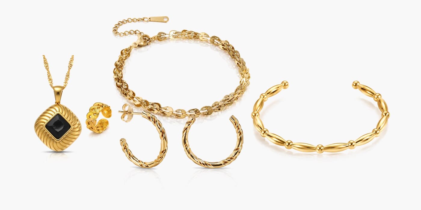 Gold Classic Jewelry Layering Set
