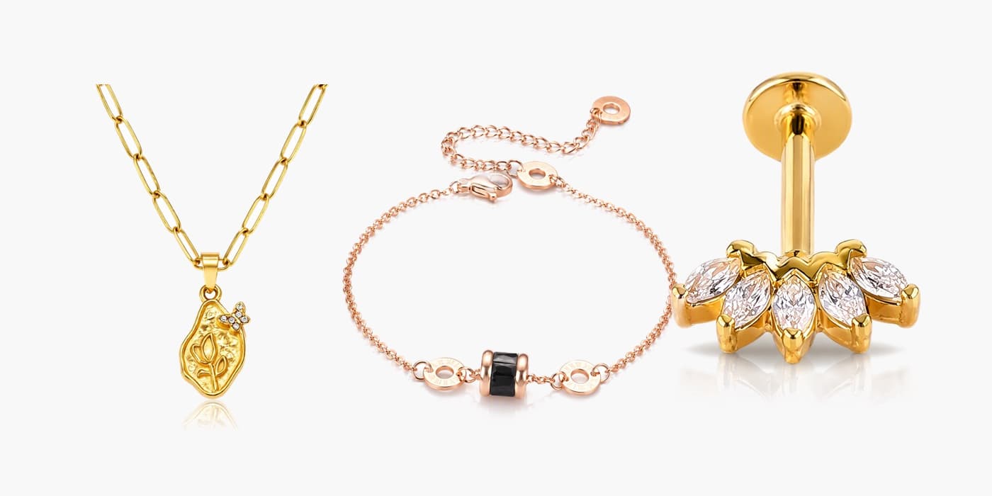 Gold Flower Jewelry Set