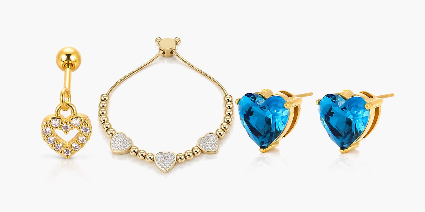 Warm Gold Heart Date Set