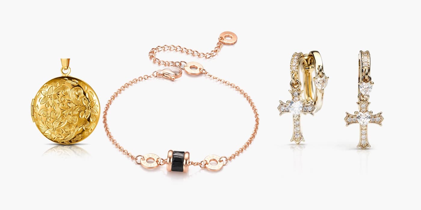 Gold Classic Flower Jewelry Set