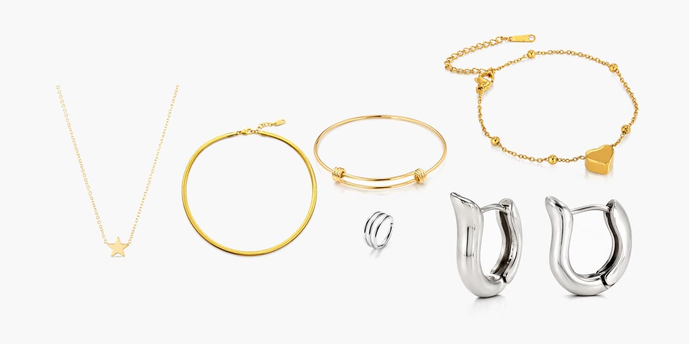Silver Minimalist Jewelry Layered Set