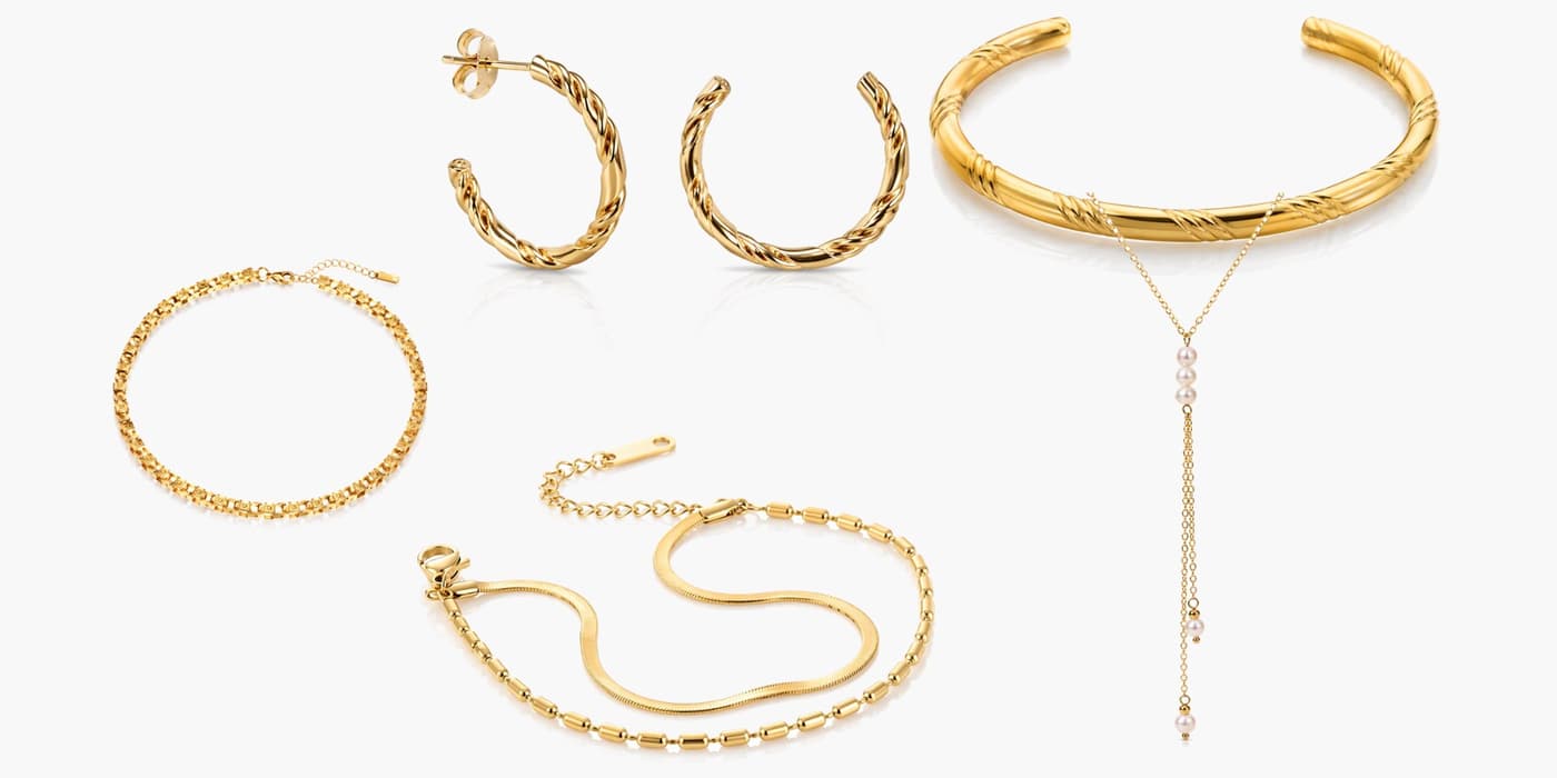 Gold Classic Jewelry Layering Set