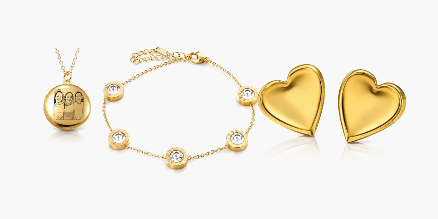 Gold Classic Heart Jewelry Set