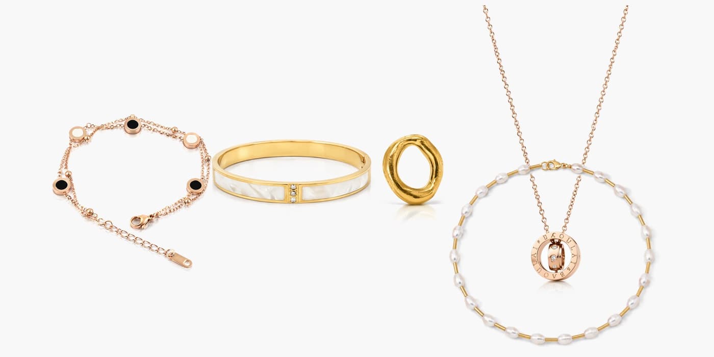 Gold Minimalist Circle Jewelry Layered Set