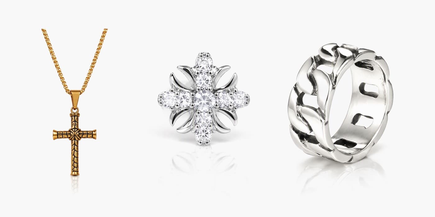 Edgy Silver Flower Jewelry Set