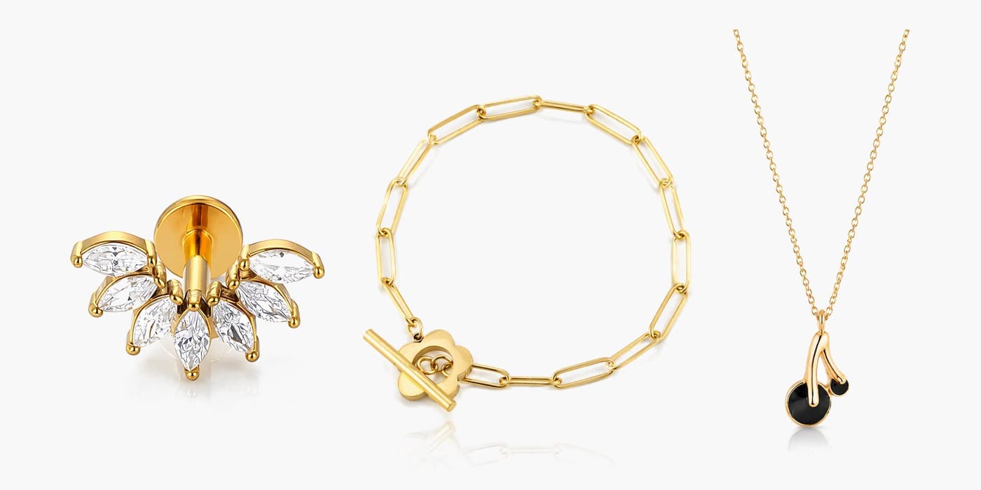 Gold Minimalist Leaf Jewelry Set