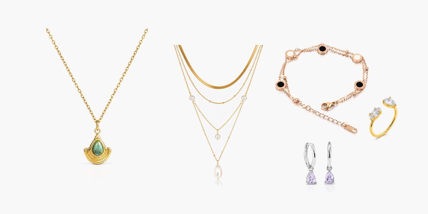 Gold Minimalist Teardrop Jewelry Layering Set