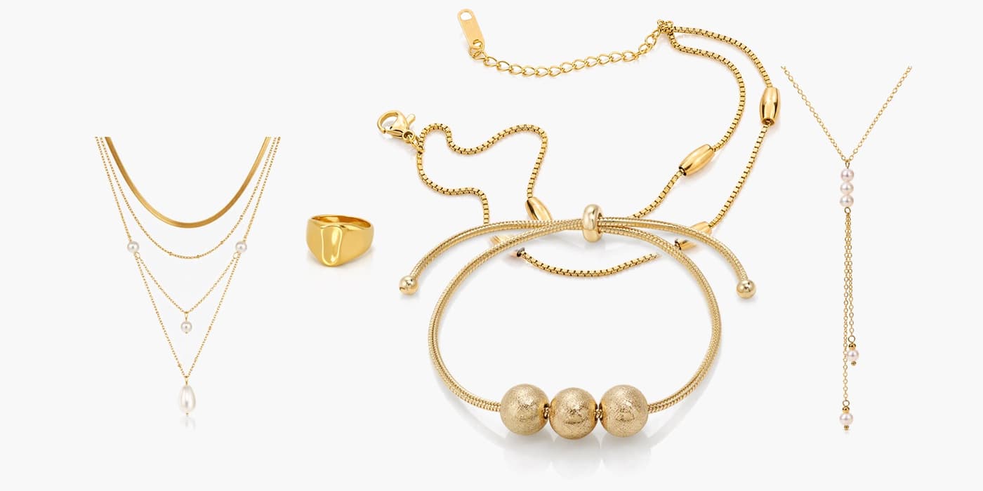 Gold Minimalist Jewelry Layering Set