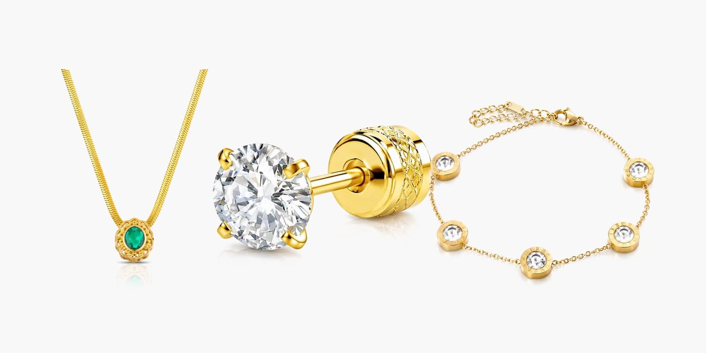 Holiday Circle Gold Jewelry Set