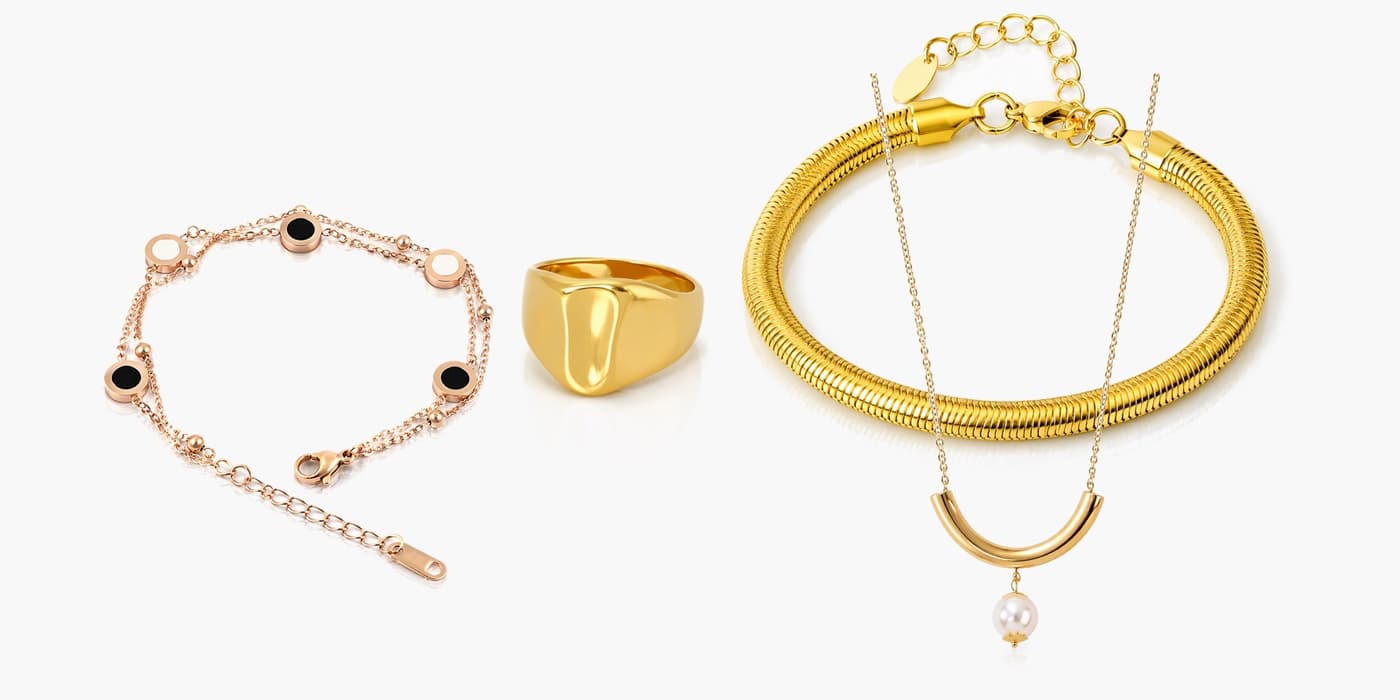 Gold Classic Bar Jewelry Set