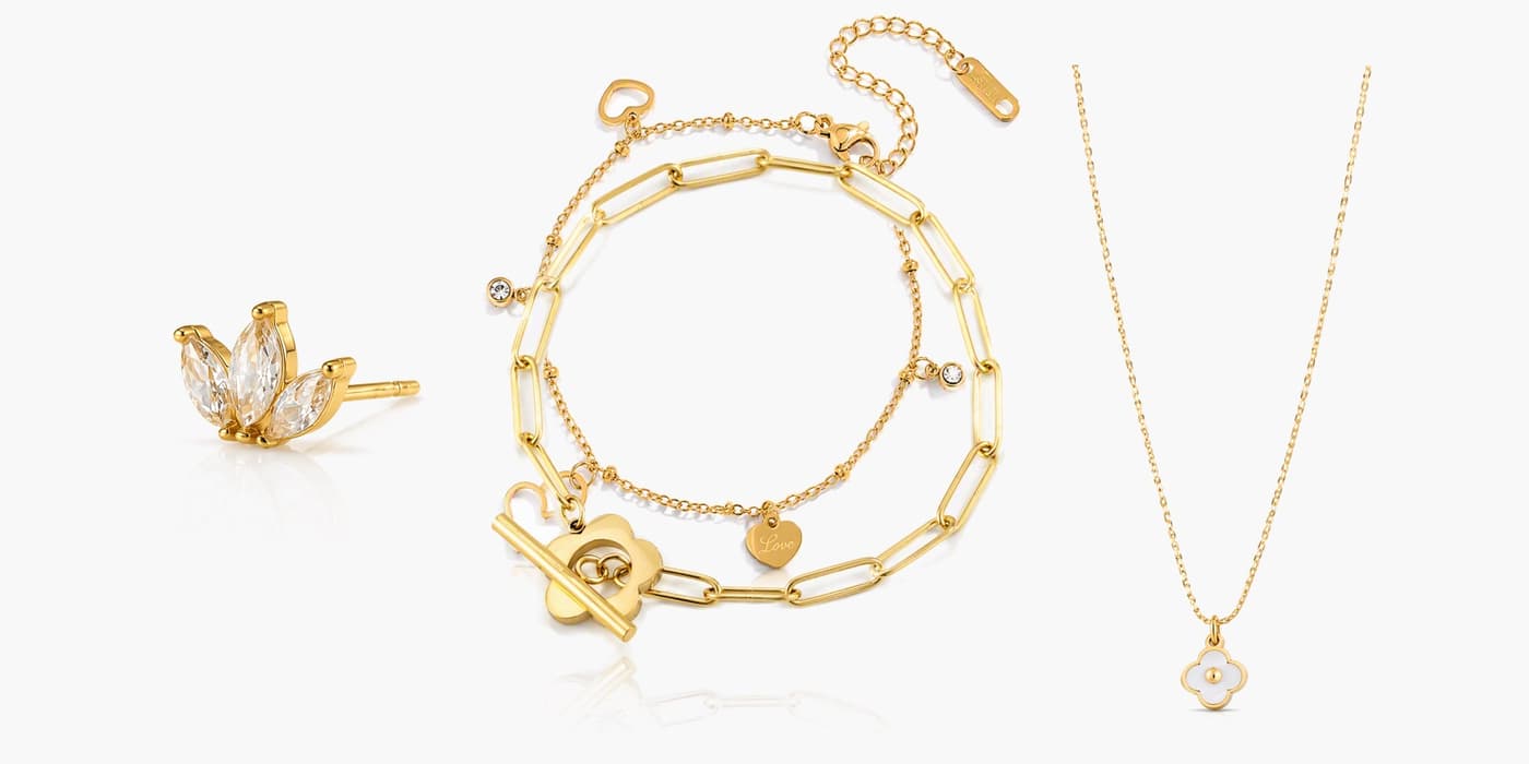 Everyday Gold Flower & Heart Stack