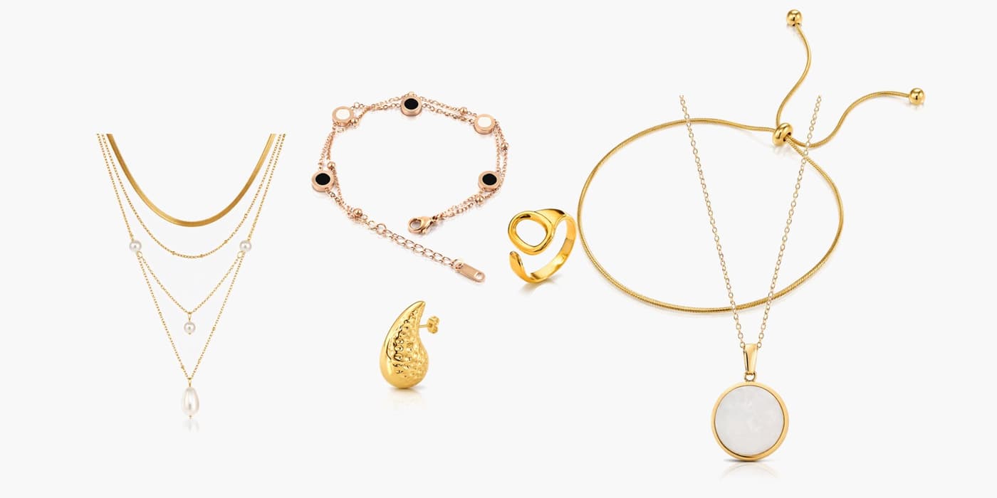 Minimalist Gold Teardrop Jewelry Layered Set