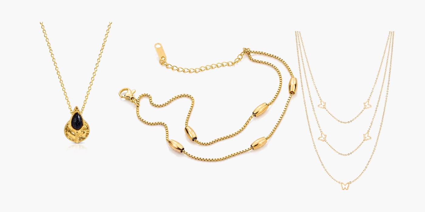 Layered Gold Leaf & Butterfly Everyday Set