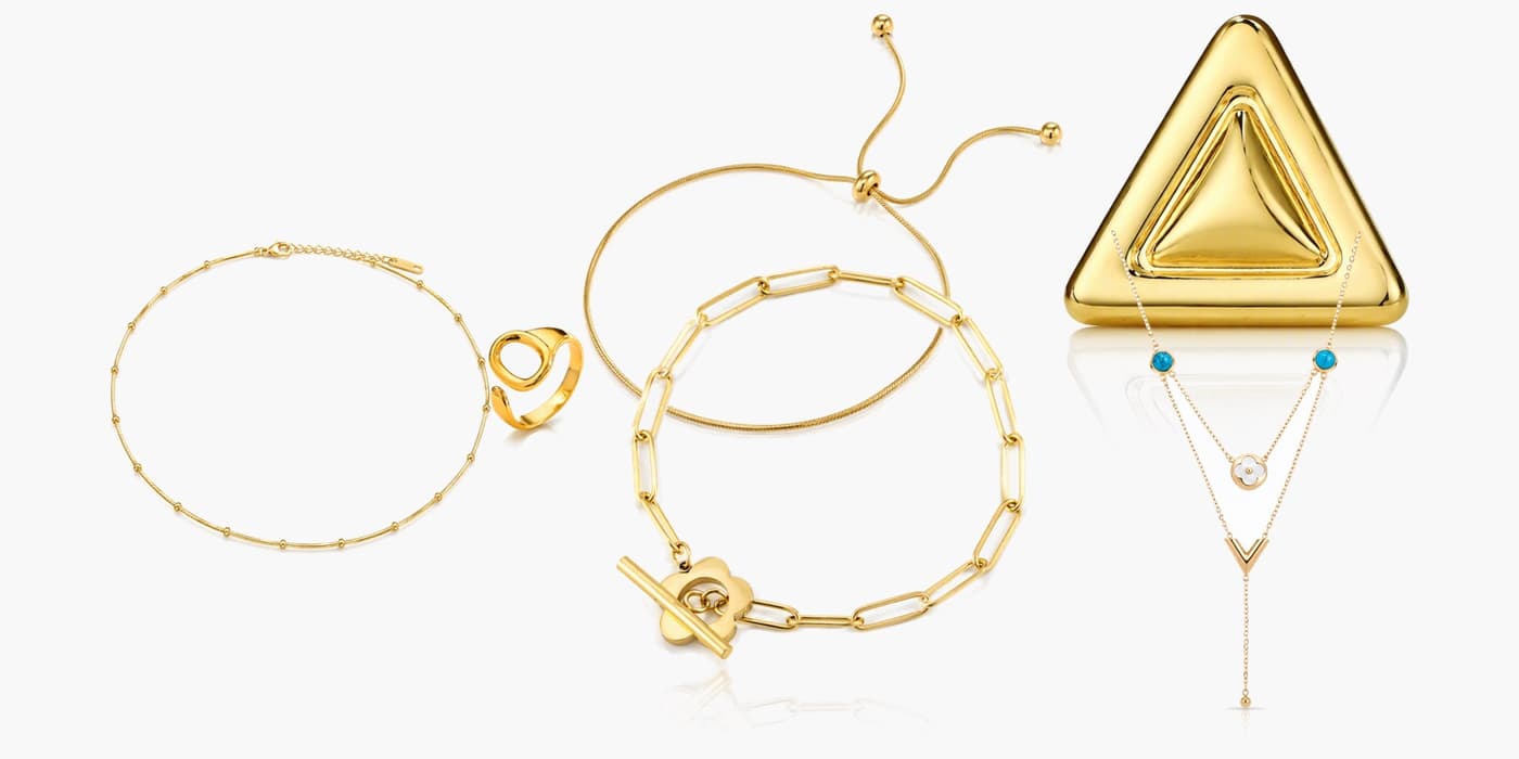 Gold Minimalist Flower Jewelry Stack