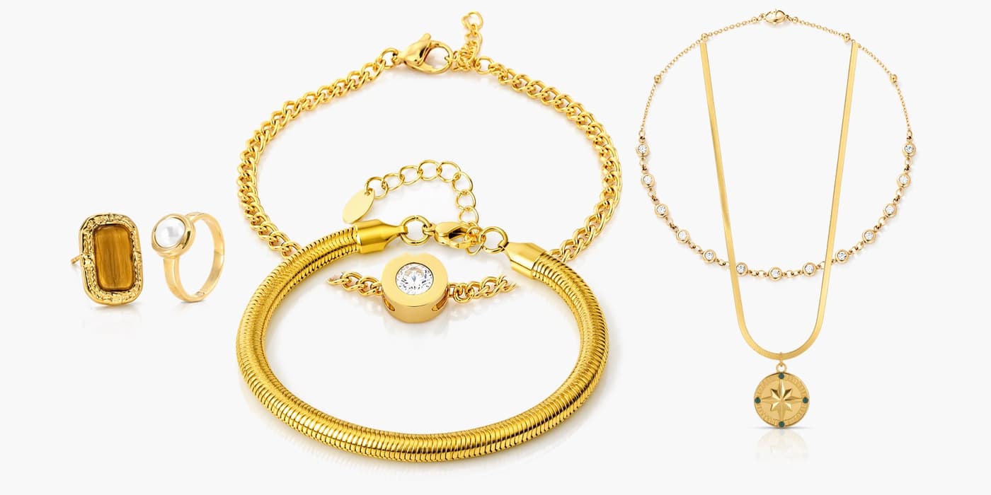 Gold Classic Bar Jewelry Layered Set