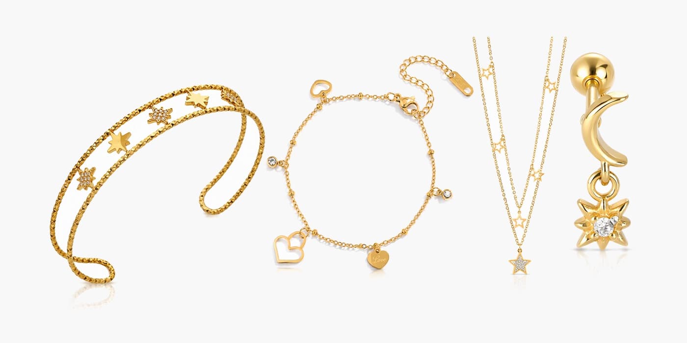 Gold Minimalist Star Jewelry Layered Set
