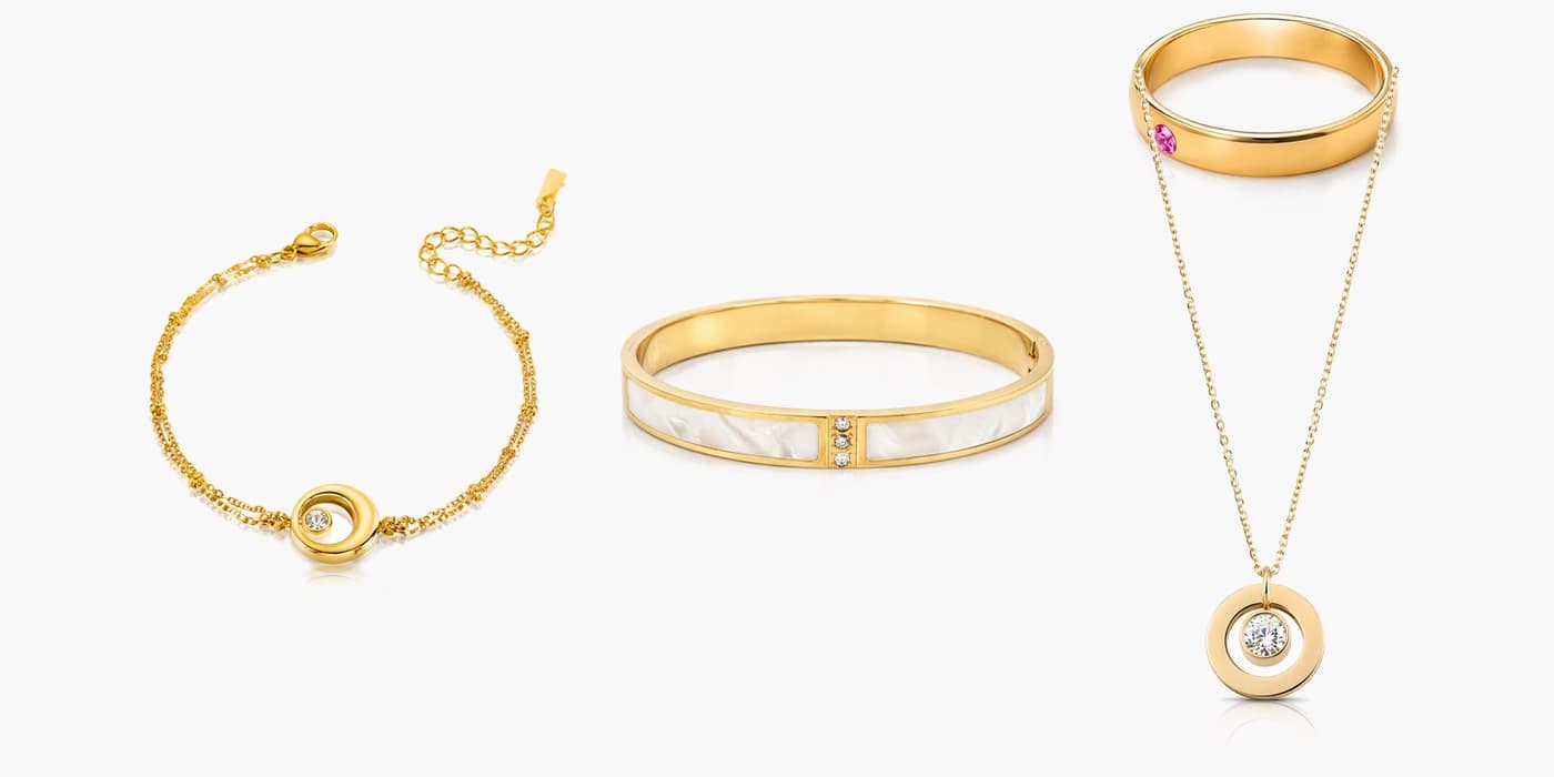 Gold Minimalist Circle Jewelry Set