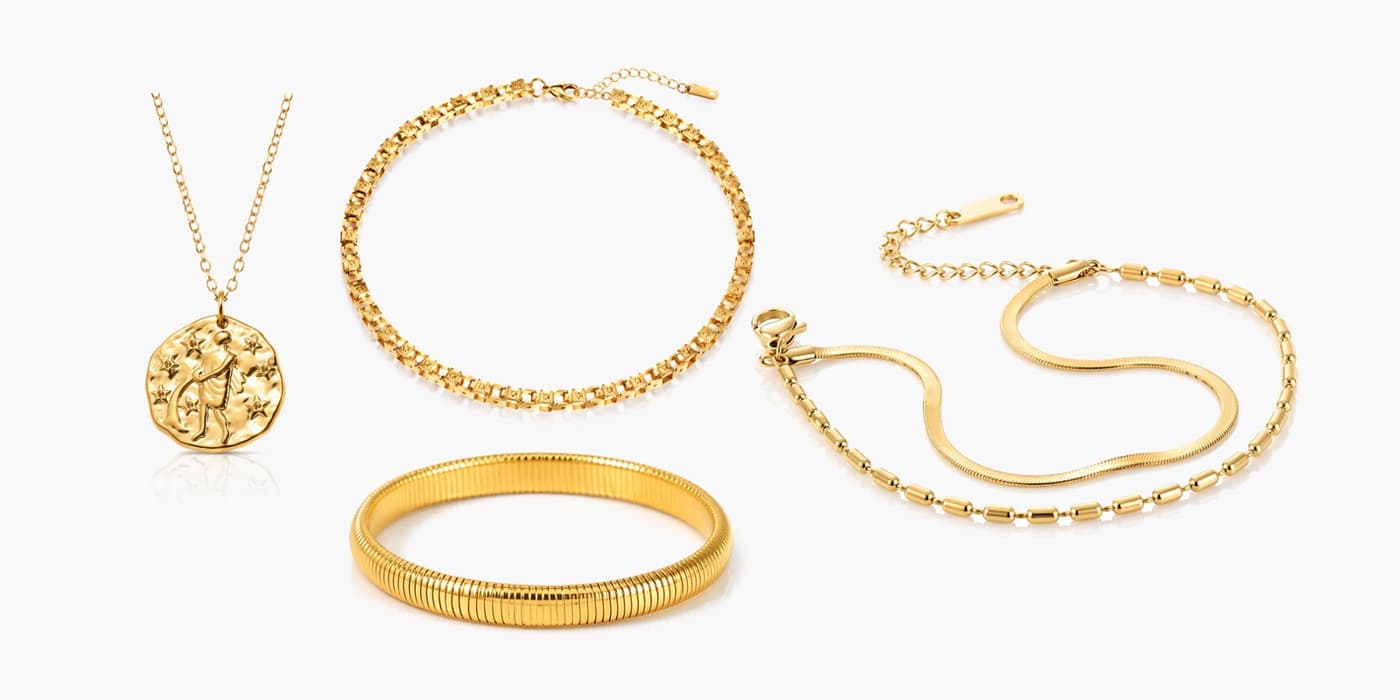 Gold Necklace & Bracelet Stack