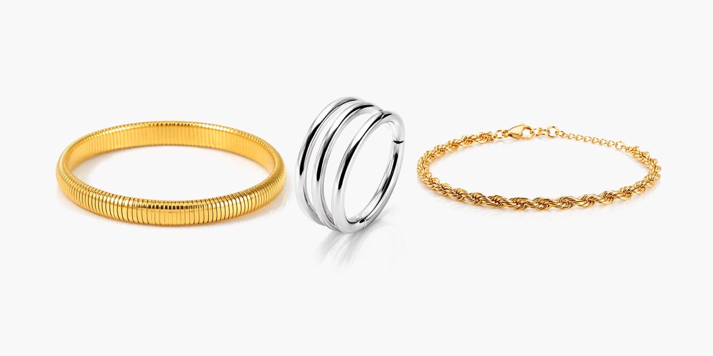 Classic Silver Bracelet & Ring Layered Set