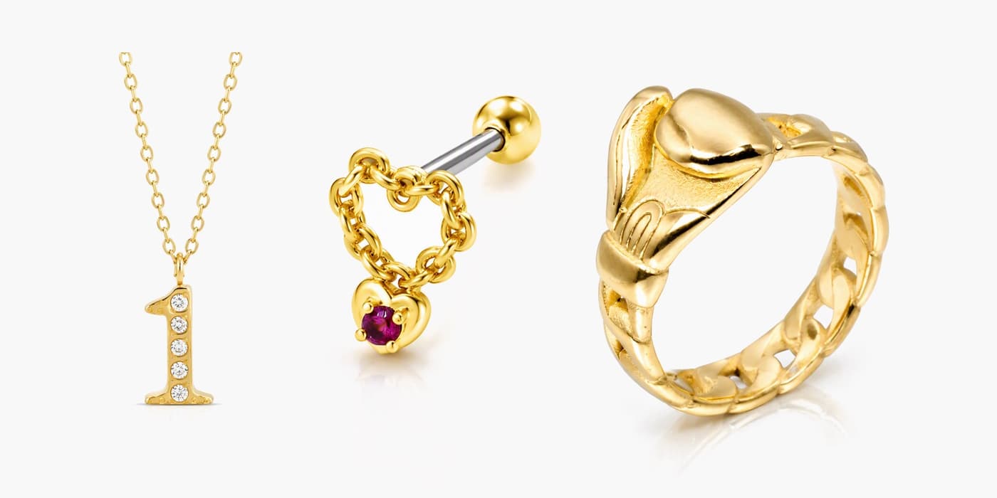 Gold Heart Jewelry Set