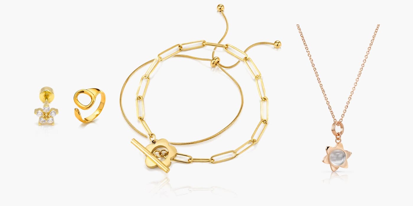 Everyday Gold Flower Stack