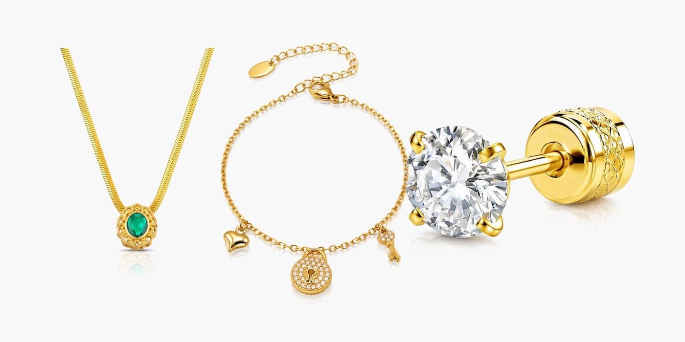 Gold Sparkling Circle Jewelry Trio