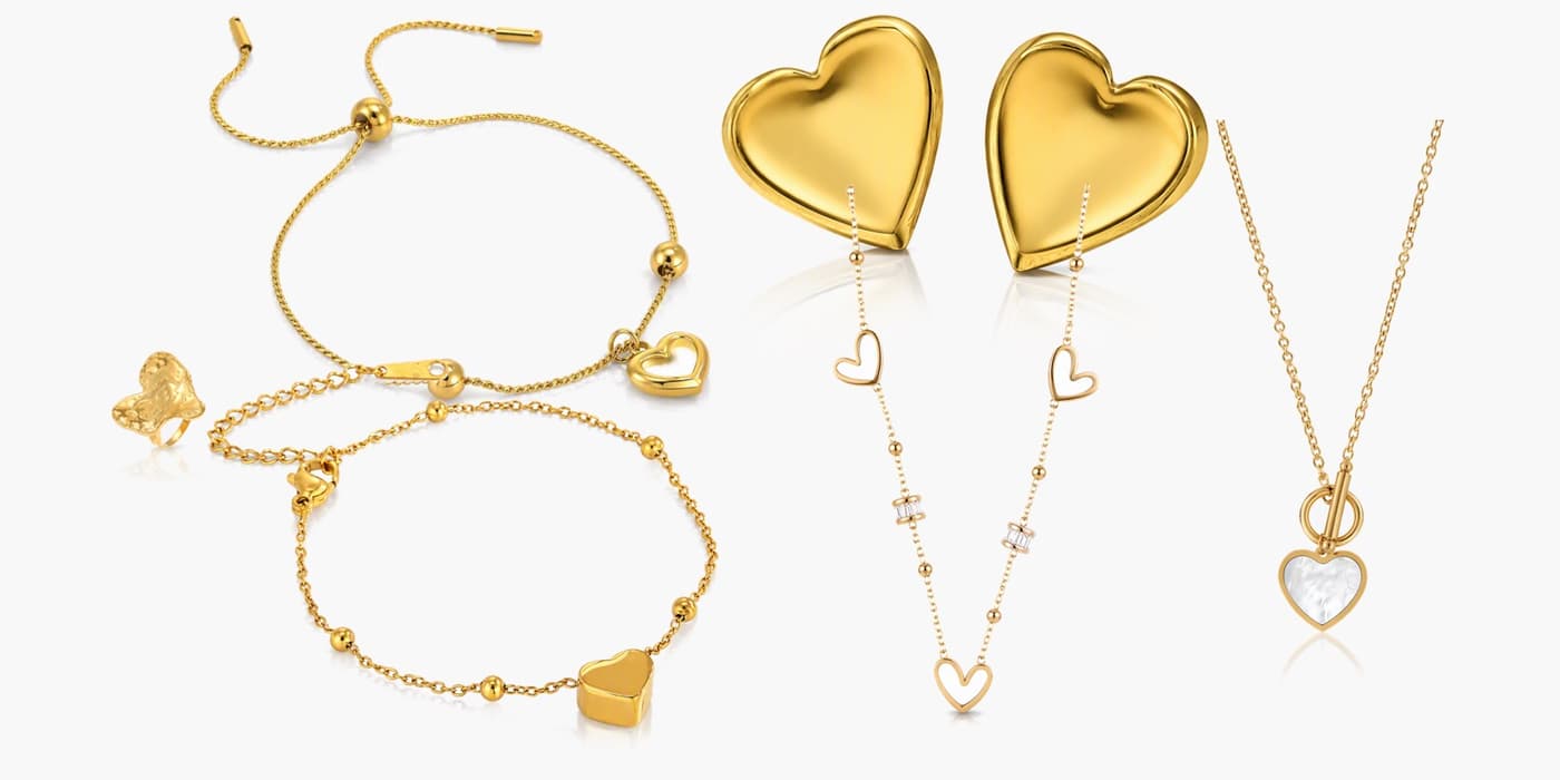 Gold Minimalist Initial Jewelry Set