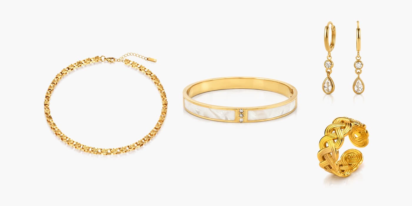 Classic Gold Teardrop Jewelry Set