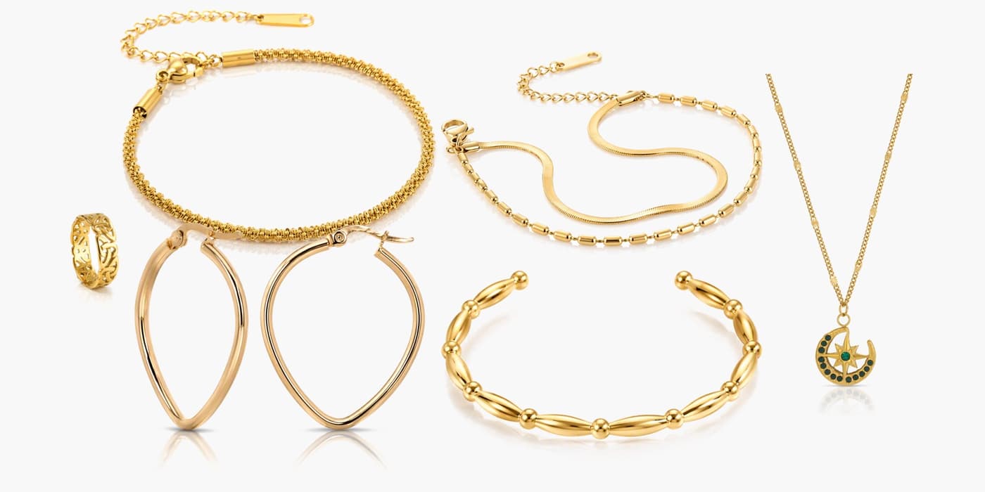 Gold Star Jewelry Stack
