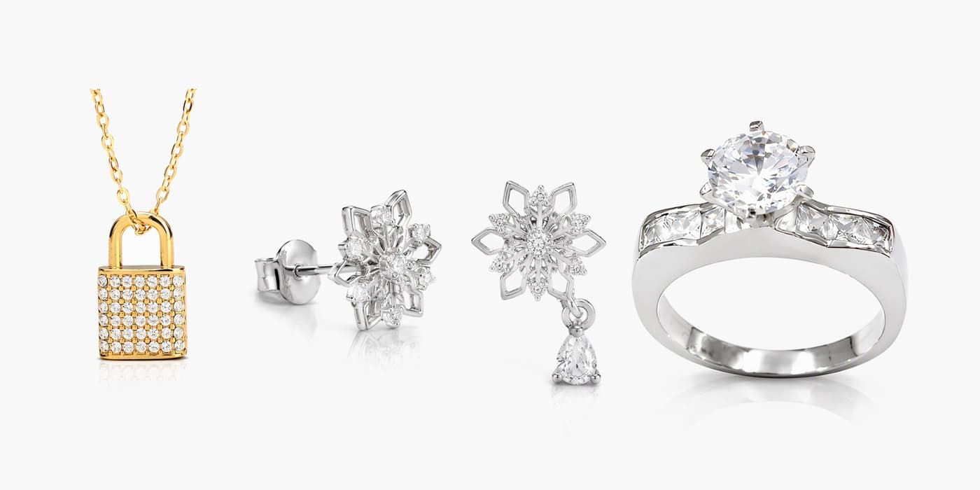 Sparkling Silver Flower Jewelry Set